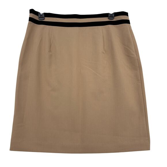 Worthington Faux Wrap Skirt Womens Size 18 Tan Black Side Zip Pencil - Picture 6 of 9